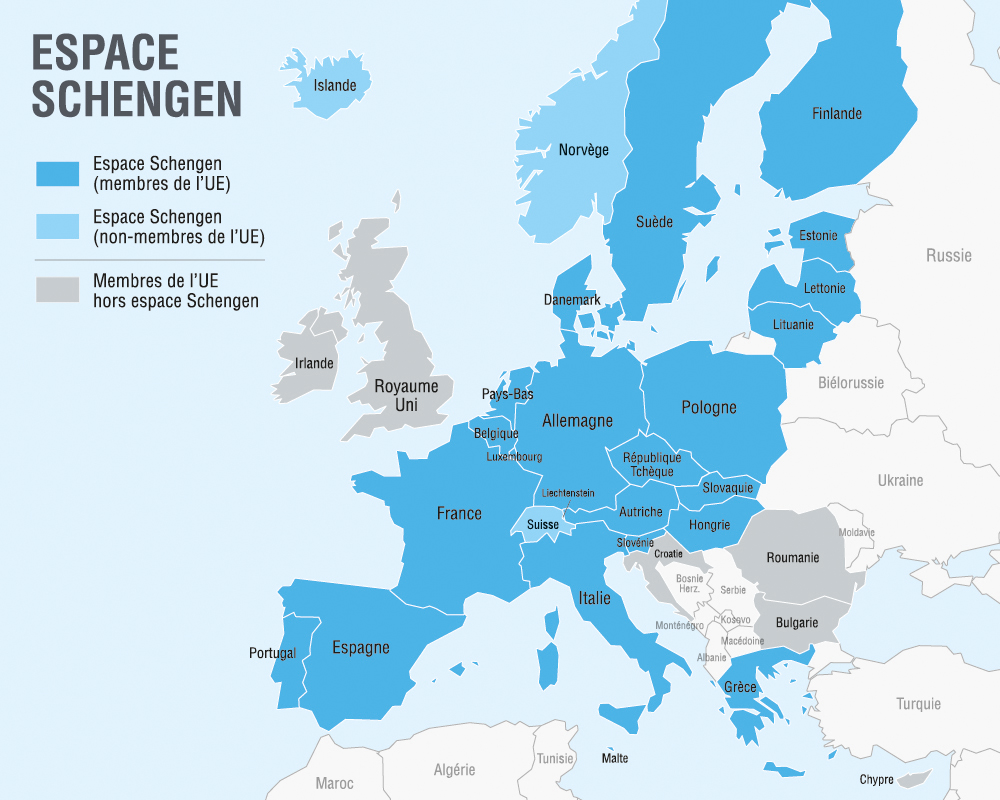 Karte des Schengen-Raums